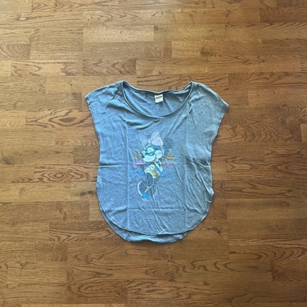 Hollister Minnie Mouse Disney XXS T Shirt Top Short Sleeve Women Gray Tee VTG